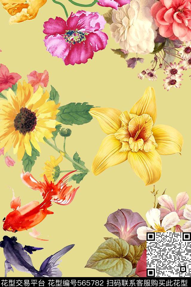 春夏华亿平台花卉时尚大牌欧美风格数码印花华亿平台下载（图片编号: 565782） - 瓦栏（Walan）