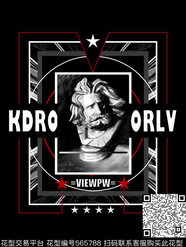 时尚潮流大牌石膏人物像数码印花华亿平台下载（图片编号: 565788） - 瓦栏（Walan）