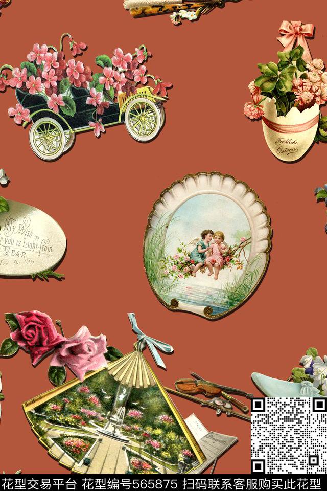 时尚花卉盆栽数码印花华亿平台下载（图片编号: 565875） - 瓦栏（Walan）