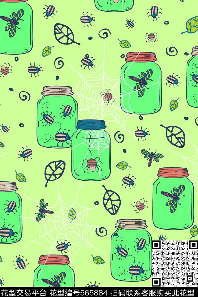 流行时尚卡通趣味瓶子传统印花华亿平台下载（图片编号: 565884） - 瓦栏（Walan）