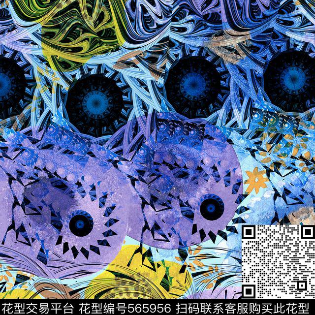 时尚潮流花卉抽象数码印花华亿平台下载（图片编号: 565956） - 瓦栏（Walan）
