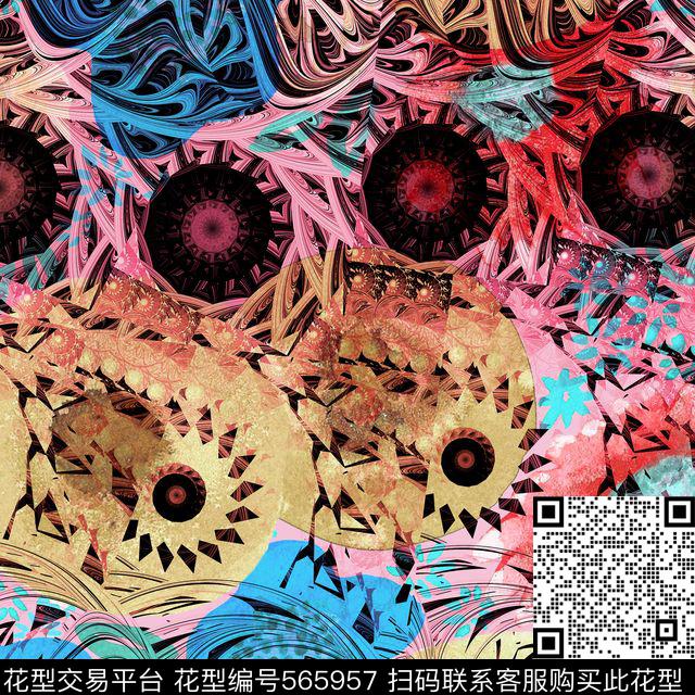 时尚潮流花卉抽象数码印花华亿平台下载（图片编号: 565957） - 瓦栏（Walan）