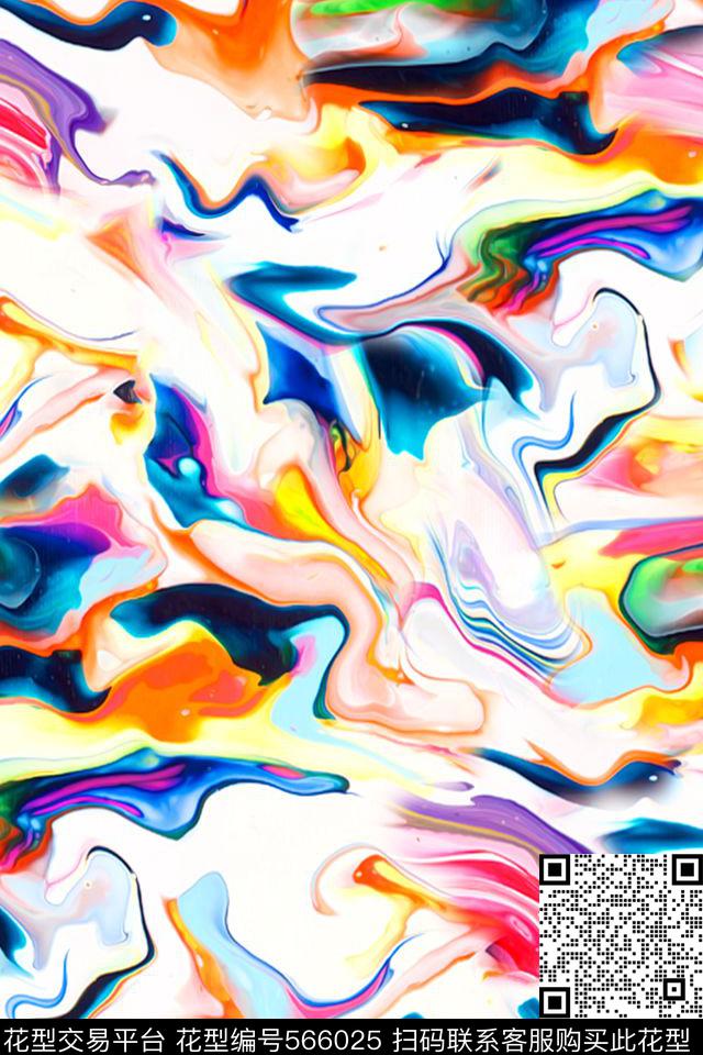 抽象肌理炫彩数码印花华亿平台下载（图片编号: 566025） - 瓦栏（Walan）