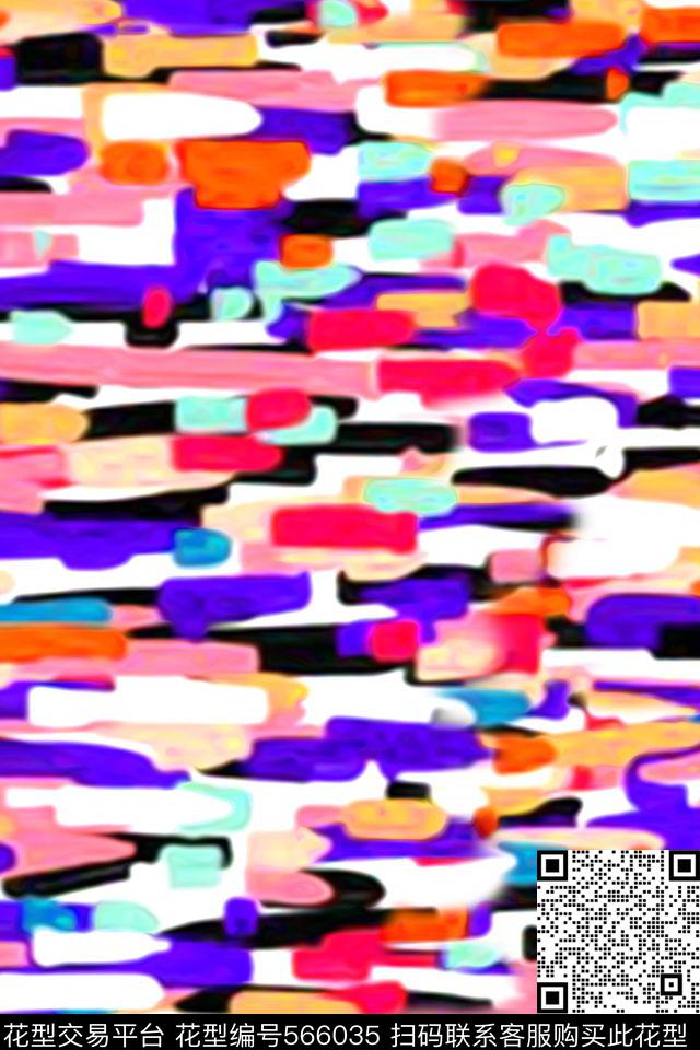 几何色块抽象数码印花华亿平台下载（图片编号: 566035） - 瓦栏（Walan）