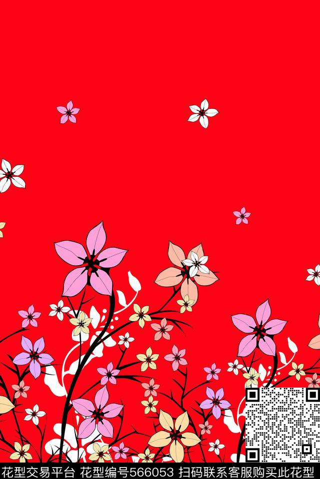 手绘定位女装中国红定位女装中国红树枝花定位女装传统印花华亿平台下载（图片编号: 566053） - 瓦栏（Walan）