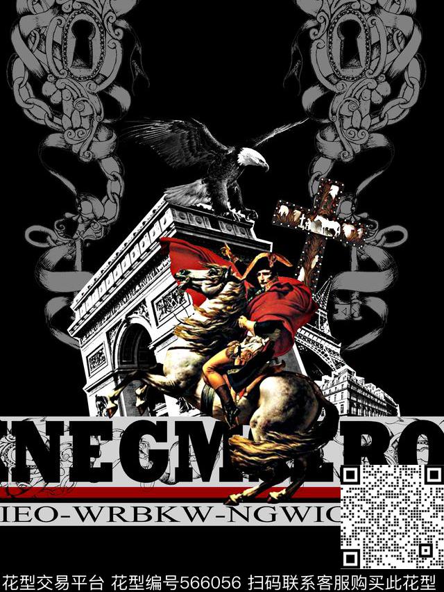 复古男装图案拿破伦鹰数码印花华亿平台下载（图片编号: 566056） - 瓦栏（Walan）