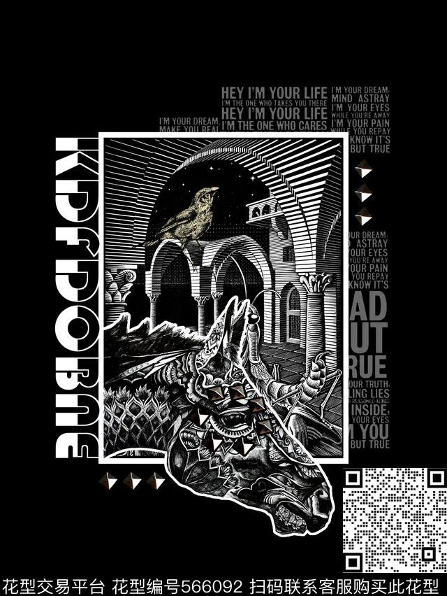 抽象男装图案马鸟数码印花华亿平台下载（图片编号: 566092） - 瓦栏（Walan）