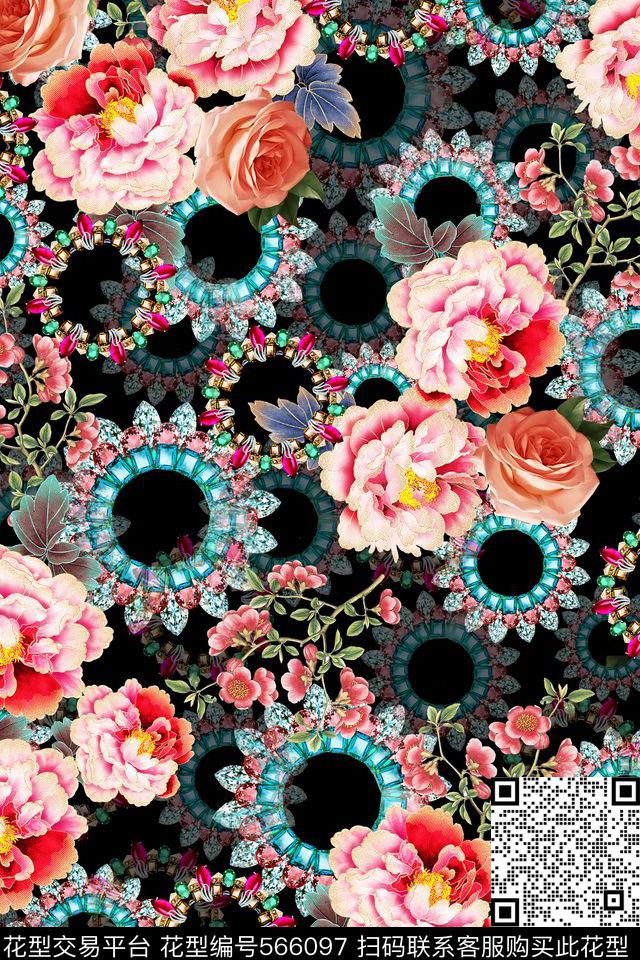 女装潮流时尚大牌复古牡丹花数码印花华亿平台下载（图片编号: 566097） - 瓦栏（Walan）