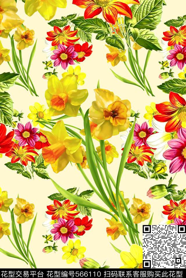 潮流大牌春夏华亿平台花卉数码印花华亿平台下载（图片编号: 566110） - 瓦栏（Walan）