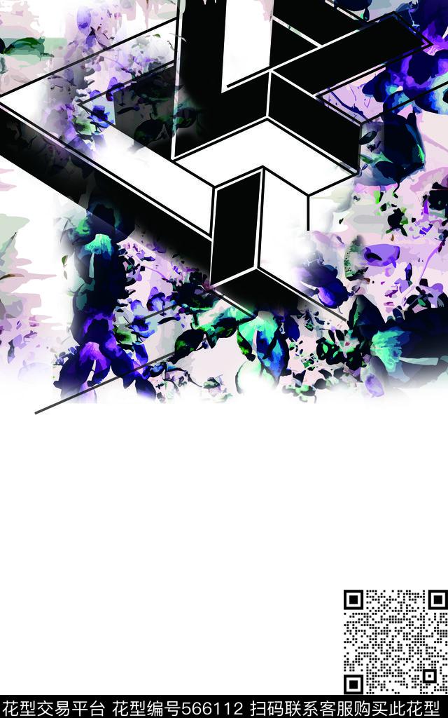 定位水墨感抽象数码印花华亿平台下载（图片编号: 566112） - 瓦栏（Walan）