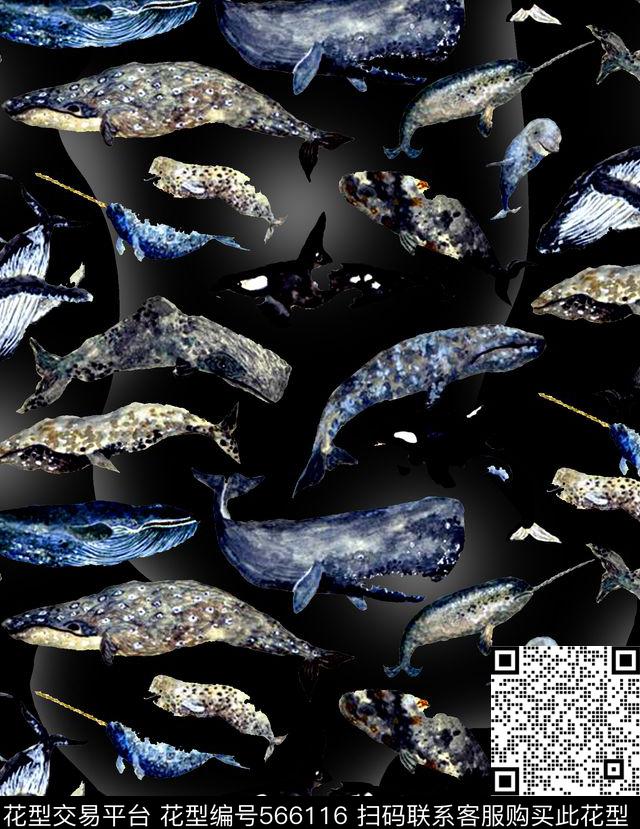 鲨鱼抽象男装图案纹理数码印花华亿平台下载（图片编号: 566116） - 瓦栏（Walan）