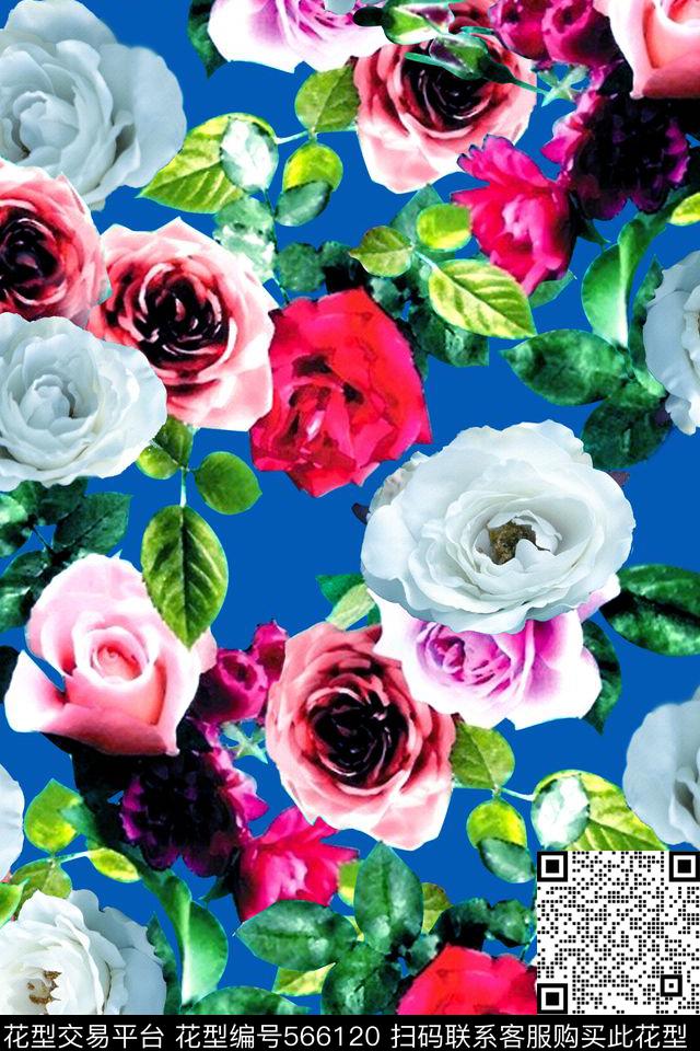 复古花卉服装数码印花华亿平台下载（图片编号: 566120） - 瓦栏（Walan）