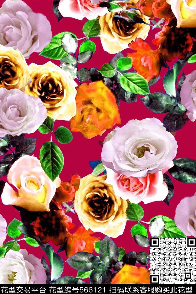 复古花卉服装数码印花华亿平台下载（图片编号: 566121） - 瓦栏（Walan）