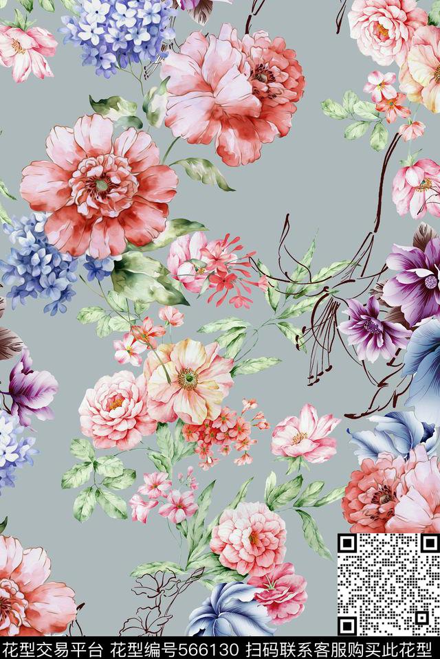 春夏华亿平台花卉家纺数码印花华亿平台下载（图片编号: 566130） - 瓦栏（Walan）