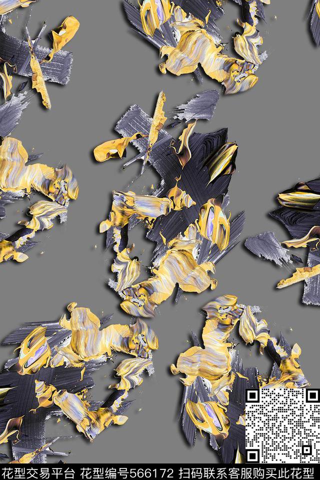 欧美大牌风格抽象碳灰阴影数码印花华亿平台下载（图片编号: 566172） - 瓦栏（Walan）