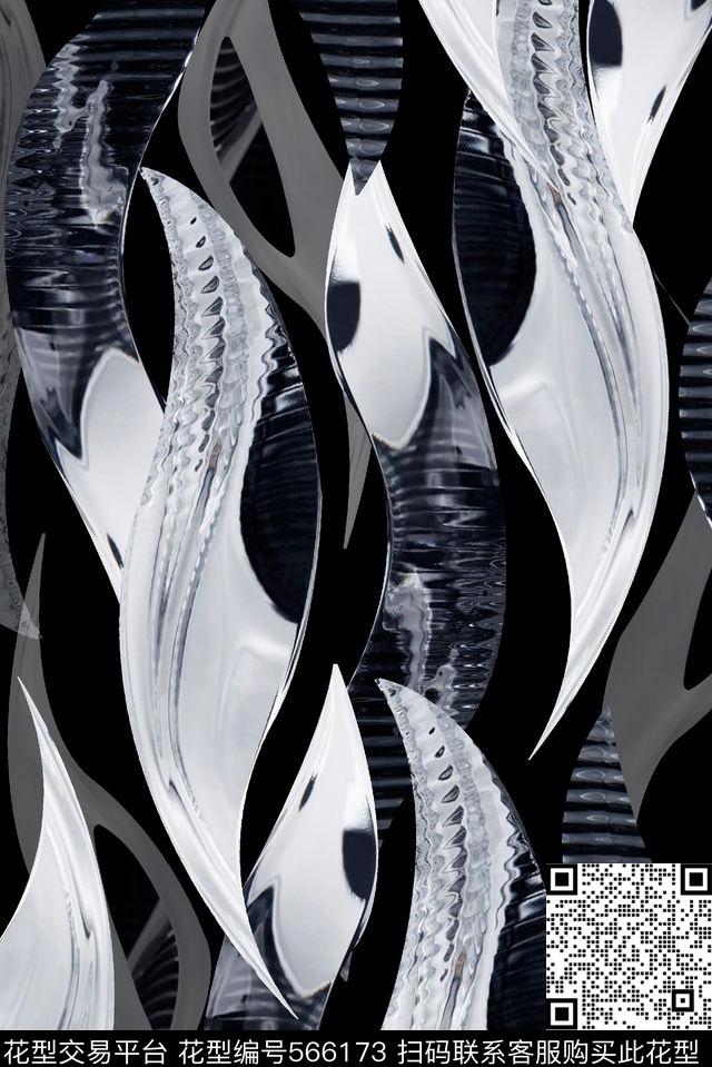 抽象水波纹理男装衬衫图案数码印花华亿平台下载（图片编号: 566173） - 瓦栏（Walan）