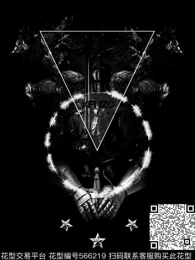 暗黑美学抽象圆圈和平骑士数码印花华亿平台下载（图片编号: 566219） - 瓦栏（Walan）