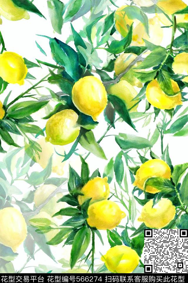 时尚潮流手绘水彩水果数码印花华亿平台下载（图片编号: 566274） - 瓦栏（Walan）