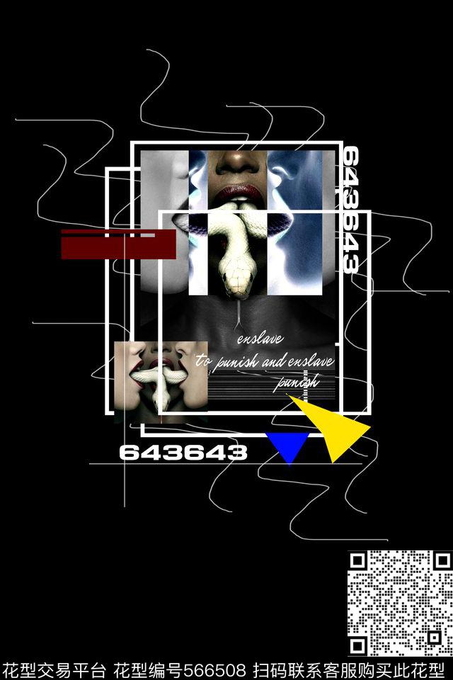 现代人物线条抽象数码印花华亿平台下载（图片编号: 566508） - 瓦栏（Walan）