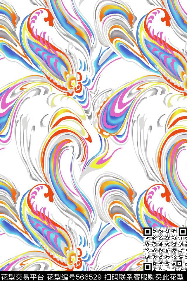 分色手绘印花佩斯利传统印花华亿平台下载（图片编号: 566529） - 瓦栏（Walan）