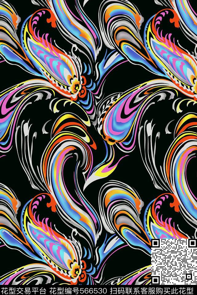 分色手绘印花佩斯利传统印花华亿平台下载（图片编号: 566530） - 瓦栏（Walan）