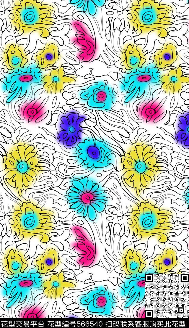 分色小碎花花卉传统印花华亿平台下载（图片编号: 566540） - 瓦栏（Walan）