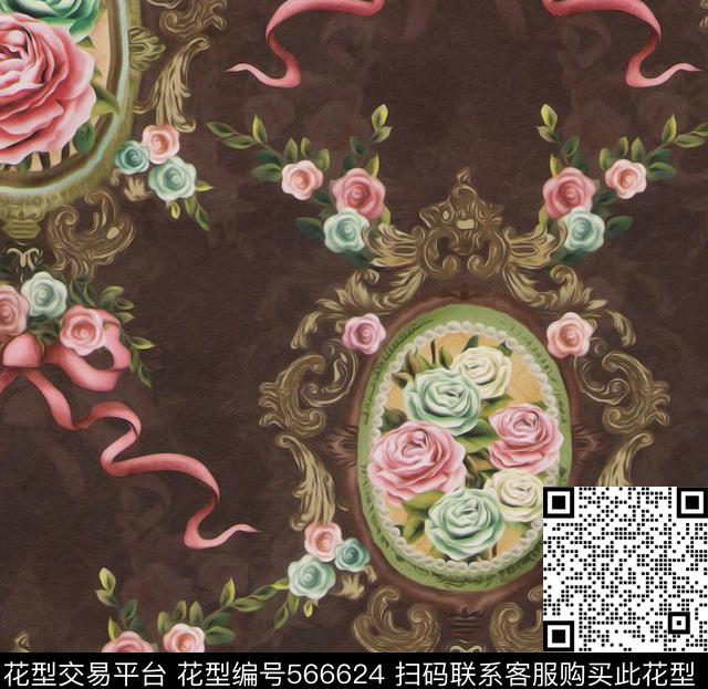 欧美花卉时尚数码印花华亿平台下载（图片编号: 566624） - 瓦栏（Walan）