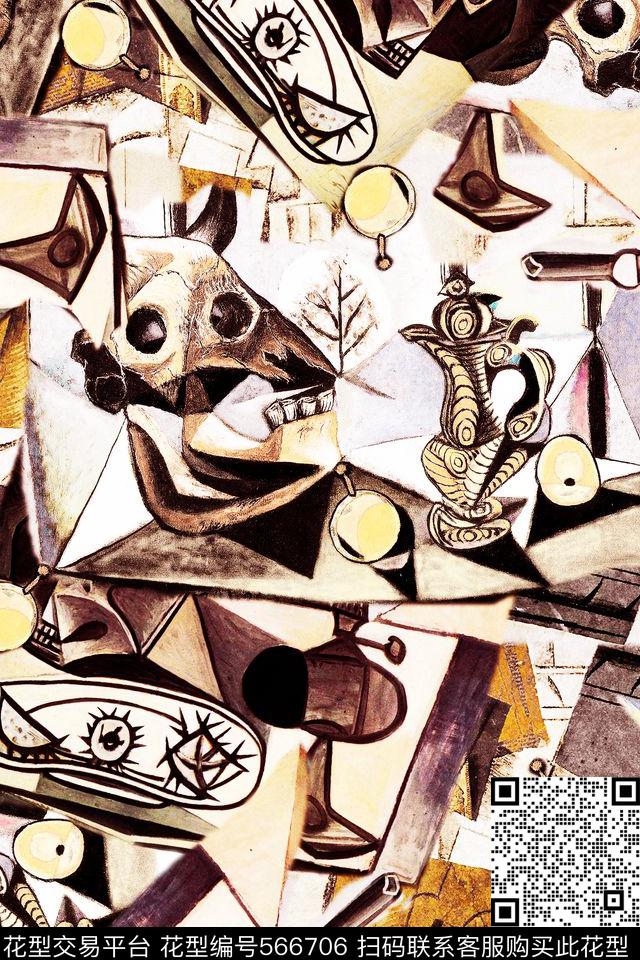 手绘欧美大牌几何抽象油画女装男装围巾短裤连衣裙短裙衬衫泳装H【抽象】数码印花华亿平台下载（图片编号: 566706） - 瓦栏（Walan）