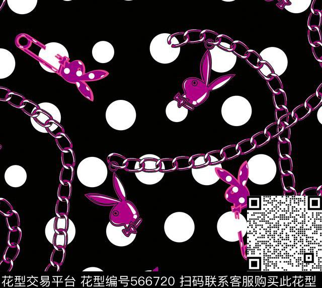 卡通兔子Playboy传统印花华亿平台下载（图片编号: 566720） - 瓦栏（Walan）