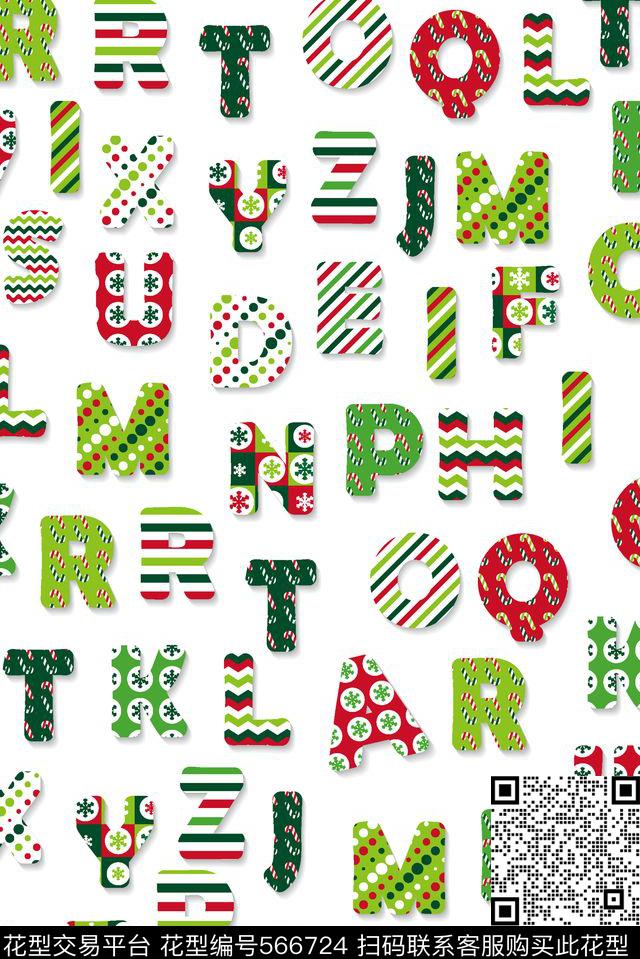 圣诞线条字母传统印花华亿平台下载（图片编号: 566724） - 瓦栏（Walan）