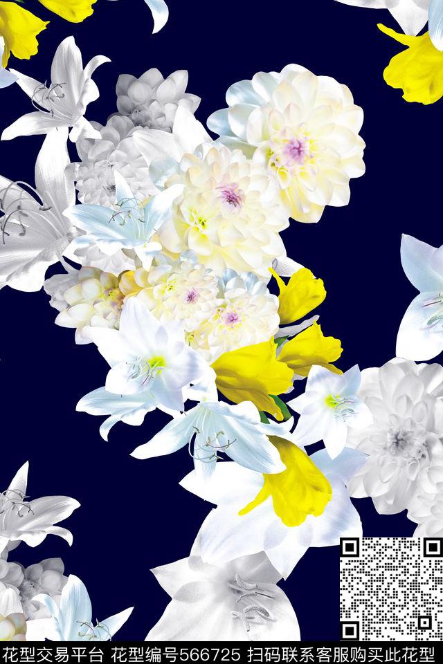 欧美复古彩花数码印花华亿平台下载（图片编号: 566725） - 瓦栏（Walan）