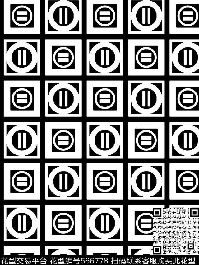 几何方块格纹传统印花华亿平台下载（图片编号: 566778） - 瓦栏（Walan）