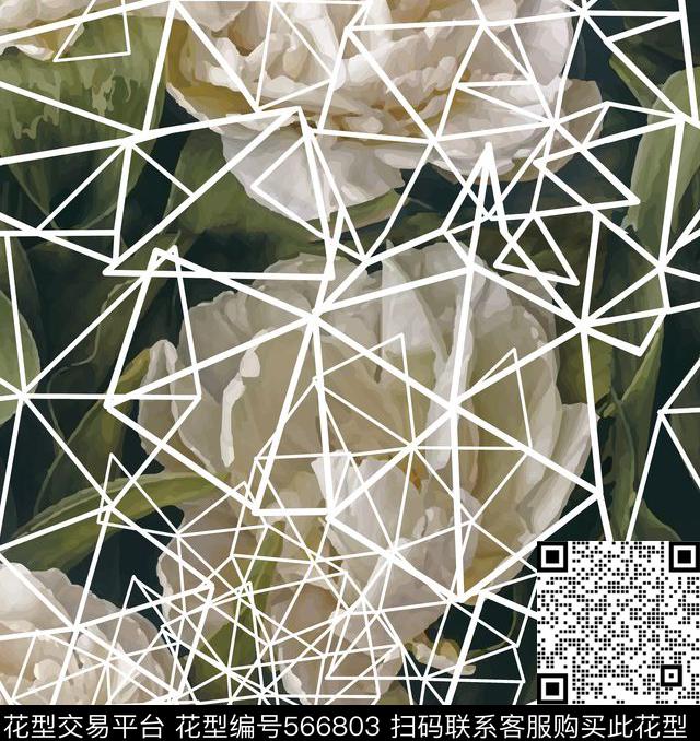 花朵几何男装数码印花华亿平台下载（图片编号: 566803） - 瓦栏（Walan）