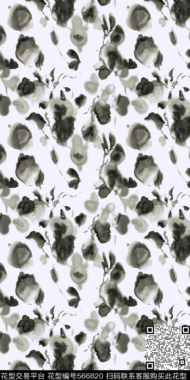 抽象大牌手绘数码印花华亿平台下载（图片编号: 566820） - 瓦栏（Walan）