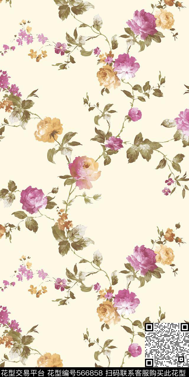 欧美花潮流数码印花华亿平台下载（图片编号: 566858） - 瓦栏（Walan）