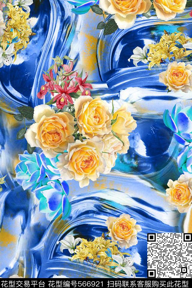 女装潮流时尚大牌复古花卉数码印花华亿平台下载（图片编号: 566921） - 瓦栏（Walan）