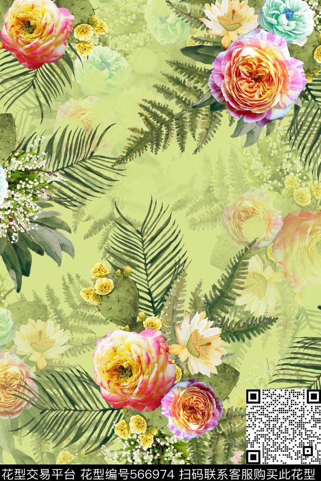 女装潮流时尚大牌复古花卉数码印花华亿平台下载（图片编号: 566974） - 瓦栏（Walan）