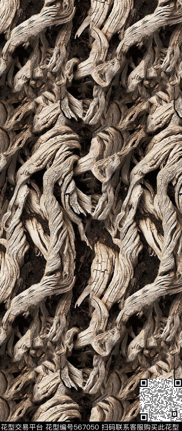 树木树根系列数码印花华亿平台下载（图片编号: 567050） - 瓦栏（Walan）