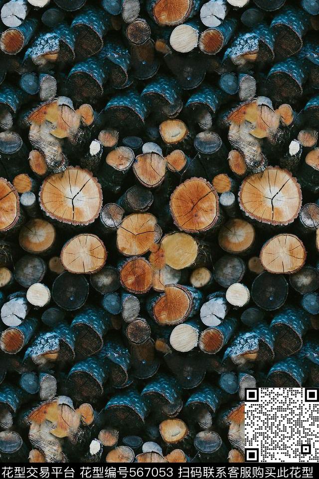 时尚树木纹理数码印花华亿平台下载（图片编号: 567053） - 瓦栏（Walan）