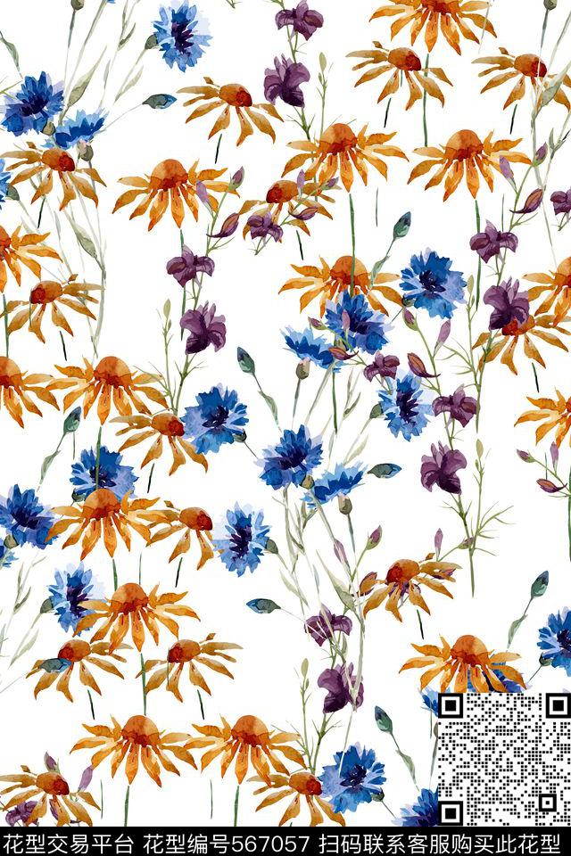 原创L.D~手绘L.D~花卉传统印花华亿平台下载（图片编号: 567057） - 瓦栏（Walan）