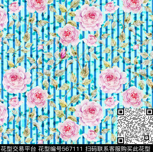 休闲花卉花卉条纹豹纹底纹数码印花华亿平台下载（图片编号: 567111） - 瓦栏（Walan）