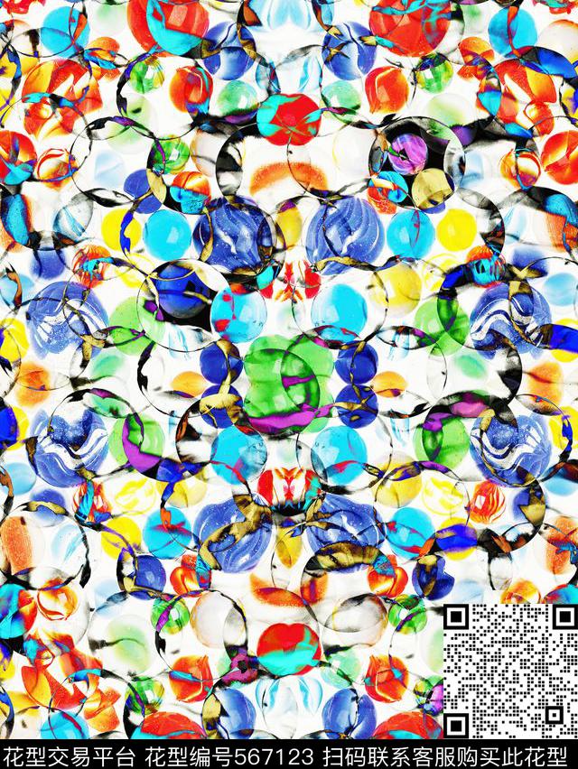 抽象抽象多彩圆圈底纹背景家纺沙发服装印花图案几何圆圈数码印花华亿平台下载（图片编号: 567123） - 瓦栏（Walan）