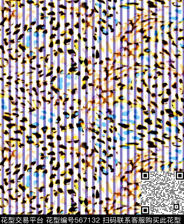 休闲几何动物纹几何图案豹纹竖条纹组合家纺服装图案数码印花华亿平台下载（图片编号: 567132） - 瓦栏（Walan）