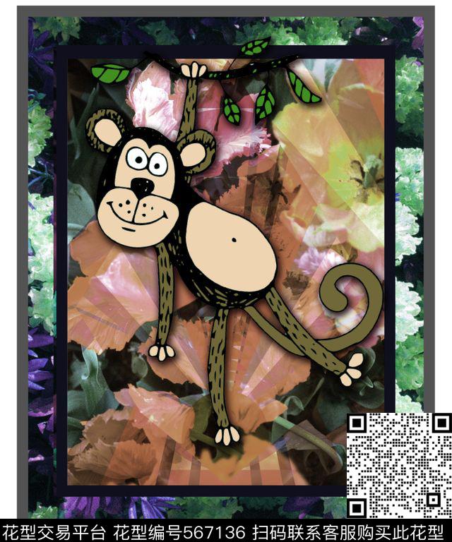 潮流时尚动物花卉数码印花华亿平台下载（图片编号: 567136） - 瓦栏（Walan）