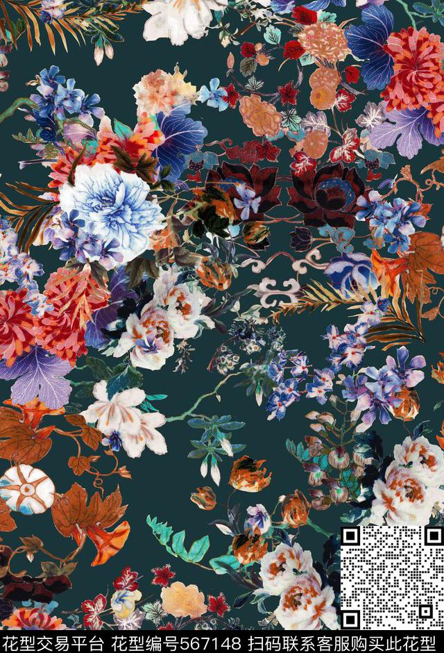 时尚墨绿数码数码印花华亿平台下载（图片编号: 567148） - 瓦栏（Walan）