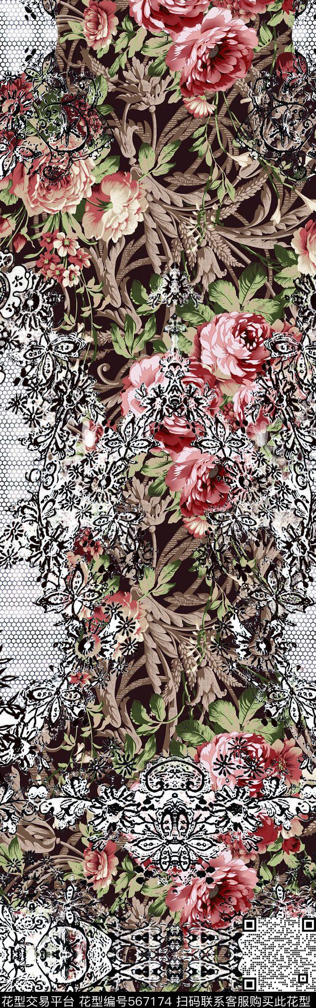 花卉花纹金属花纹传统印花华亿平台下载（图片编号: 567174） - 瓦栏（Walan）