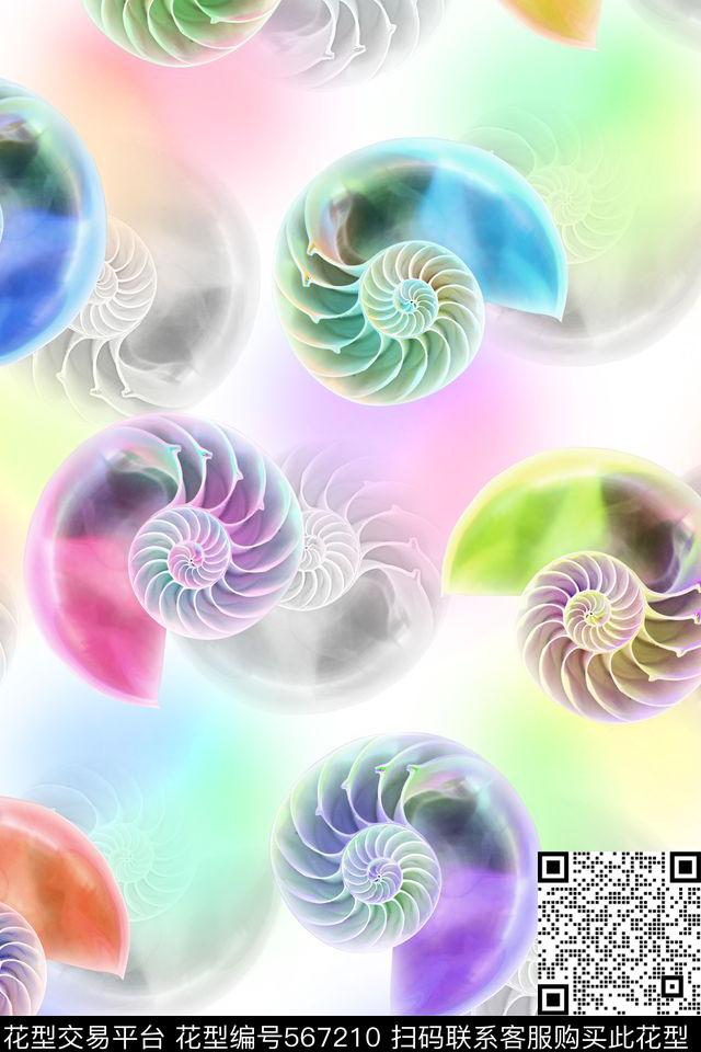 几何炫彩贝壳数码印花华亿平台下载（图片编号: 567210） - 瓦栏（Walan）