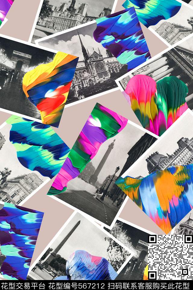 老照片纯色底炫彩数码印花华亿平台下载（图片编号: 567212） - 瓦栏（Walan）