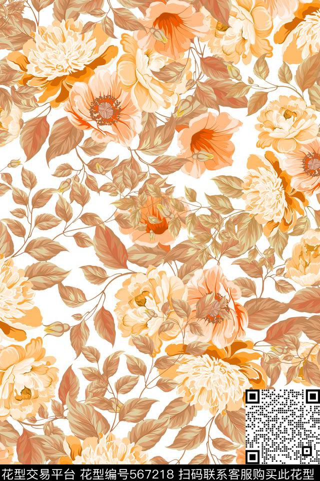 原创大牌花卉传统印花华亿平台下载（图片编号: 567218） - 瓦栏（Walan）
