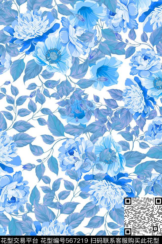 原创大牌花卉传统印花华亿平台下载（图片编号: 567219） - 瓦栏（Walan）